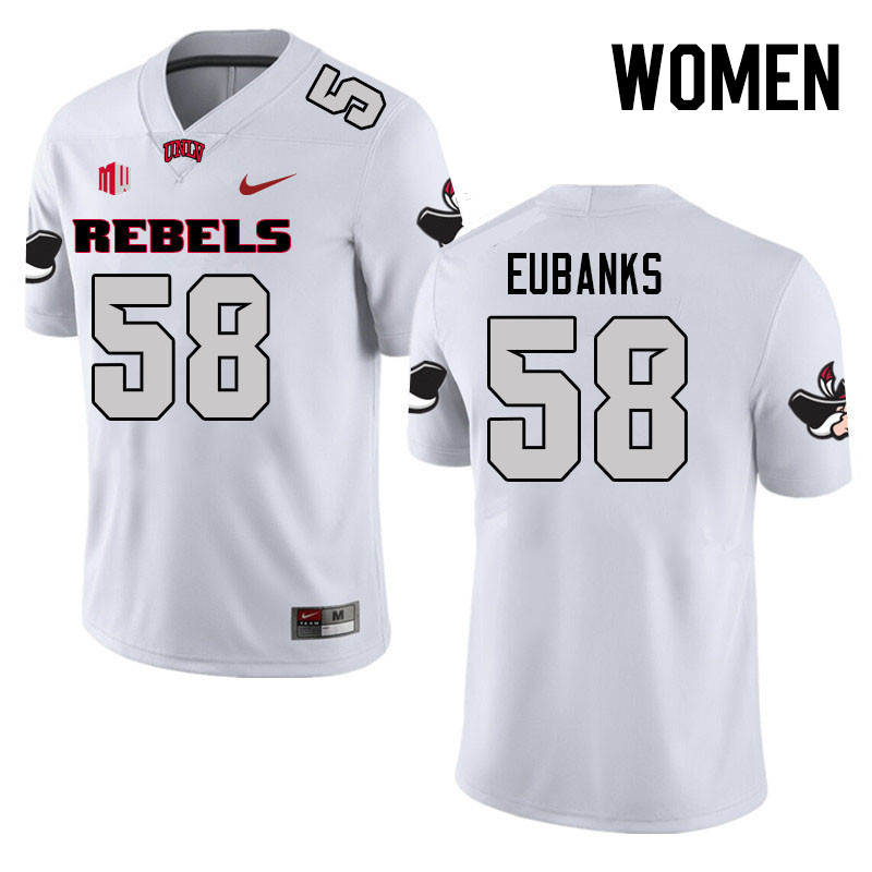 Women #58 Jordan Eubanks UNLV Rebels College Football Jerseys Stitched Sale-White